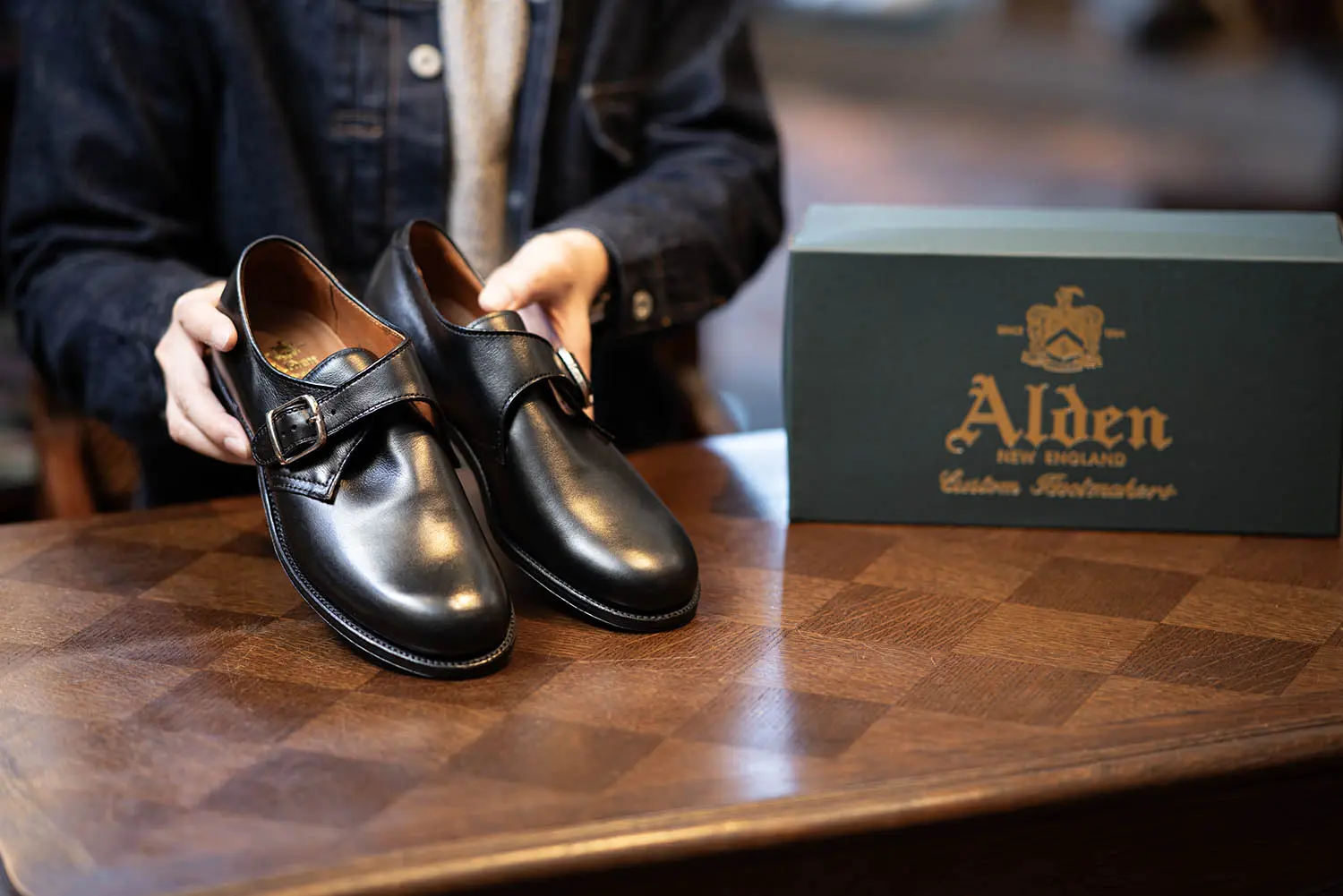 ǥ N1408L Military Monk Strap Shoes Ladycalf Black