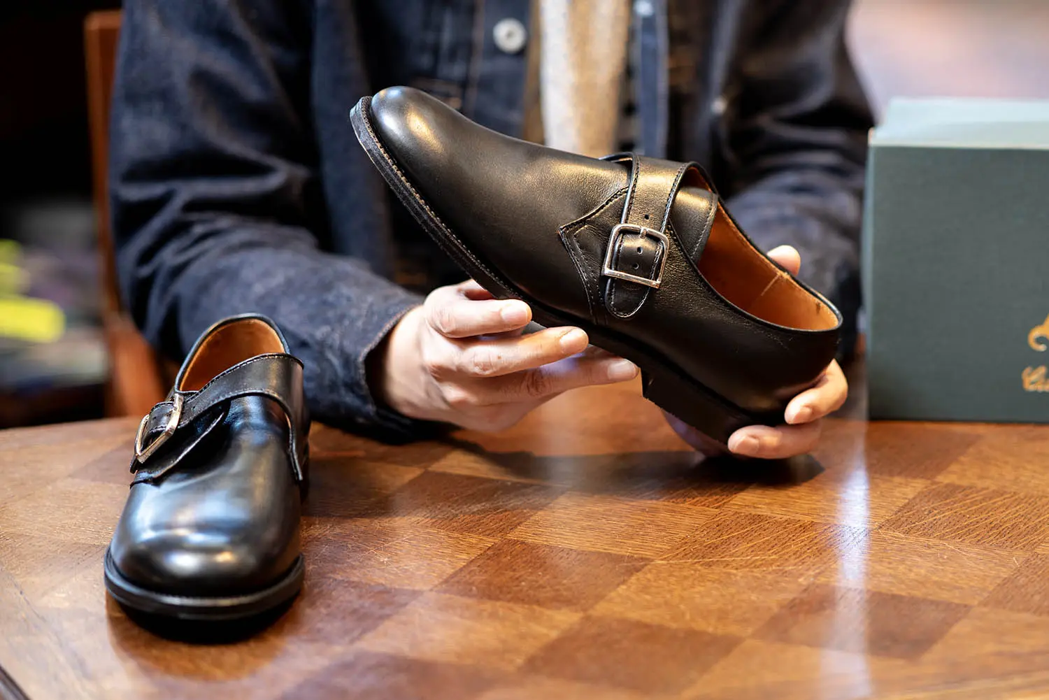 ǥ N1408L Military Monk Strap Shoes Ladycalf Black