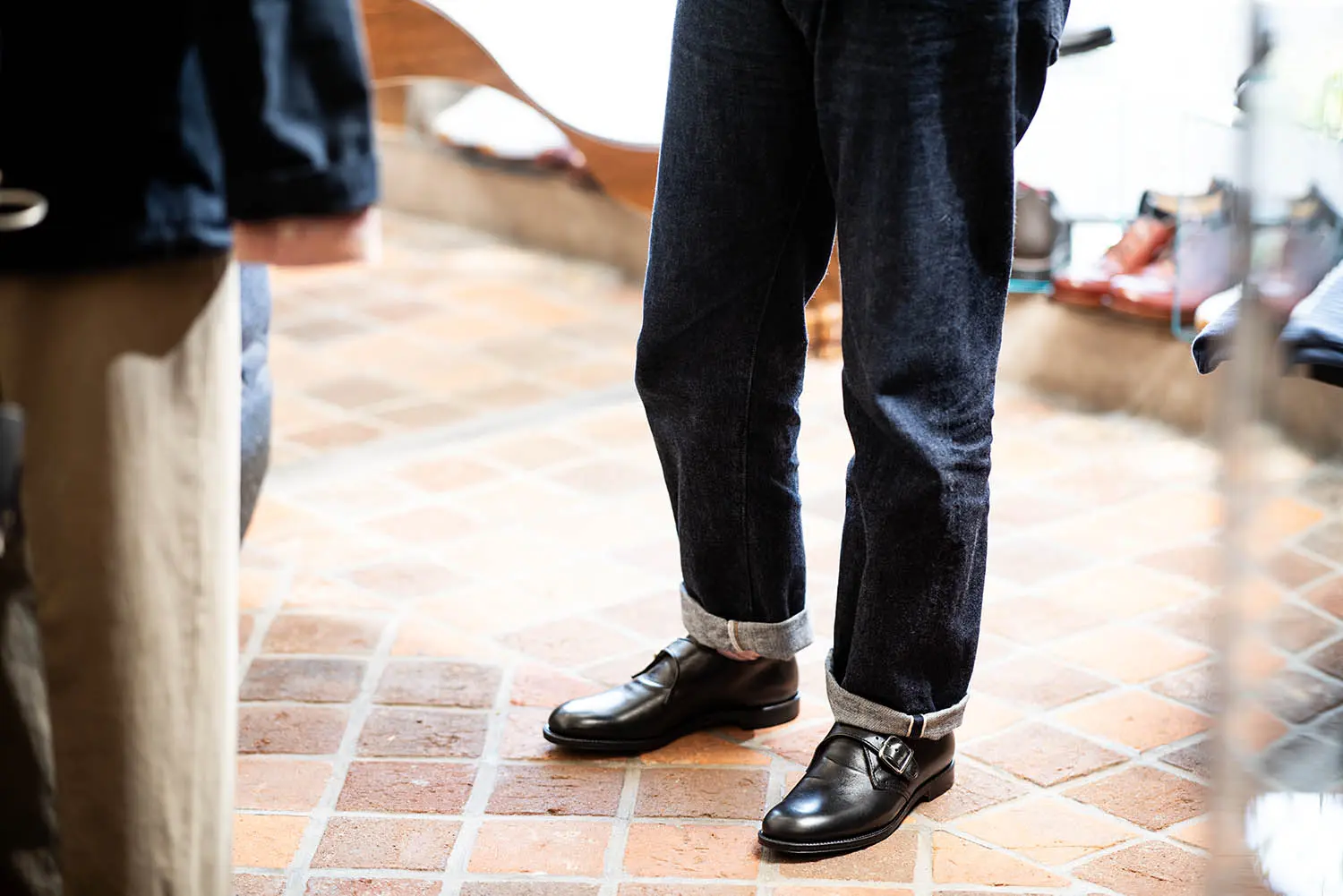 ǥ N1408L Military Monk Strap Shoes Ladycalf Black