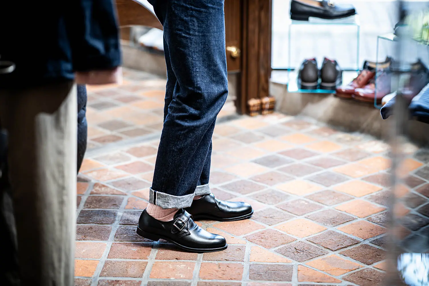 ǥ N1408L Military Monk Strap Shoes Ladycalf Black