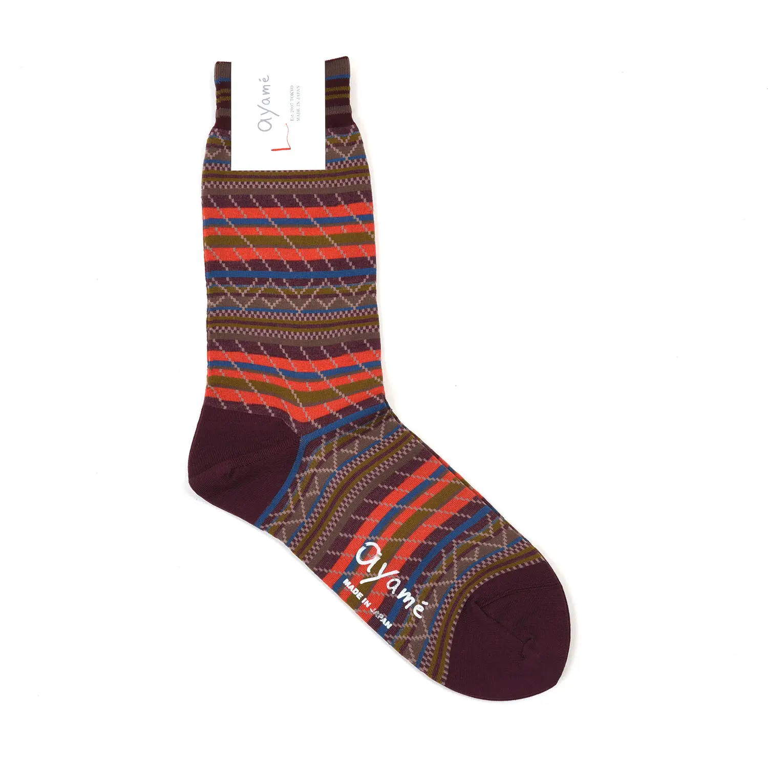 ayame Multi stripe socks AYM006/2302/N (wine)