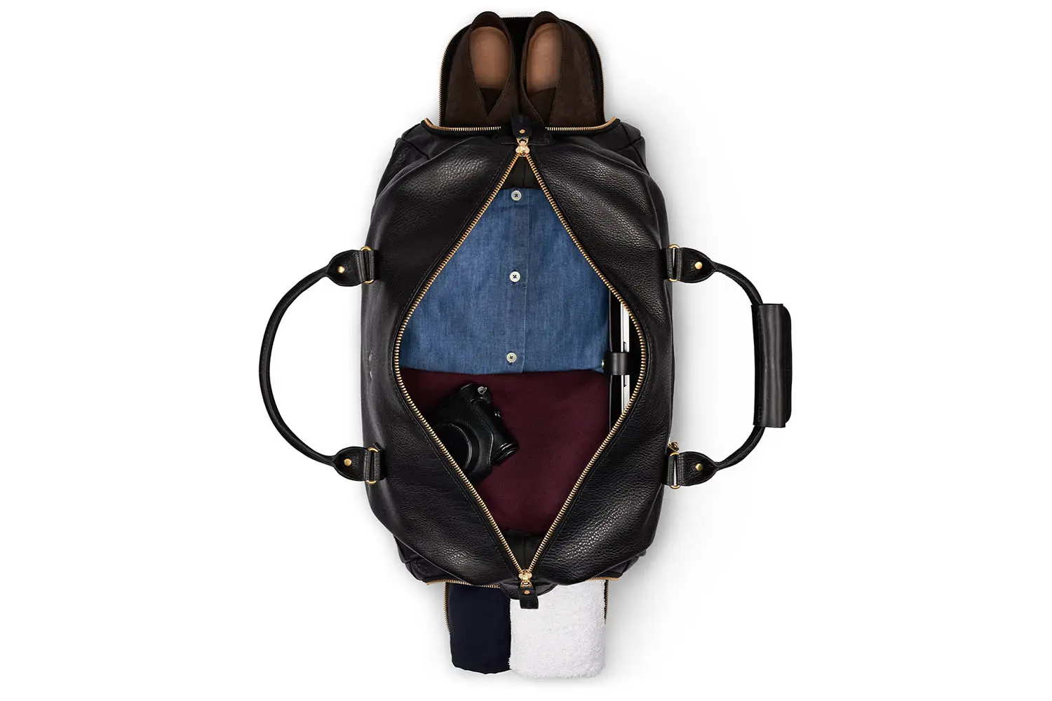 BENNETT WINCH Leather-Weekender, Black