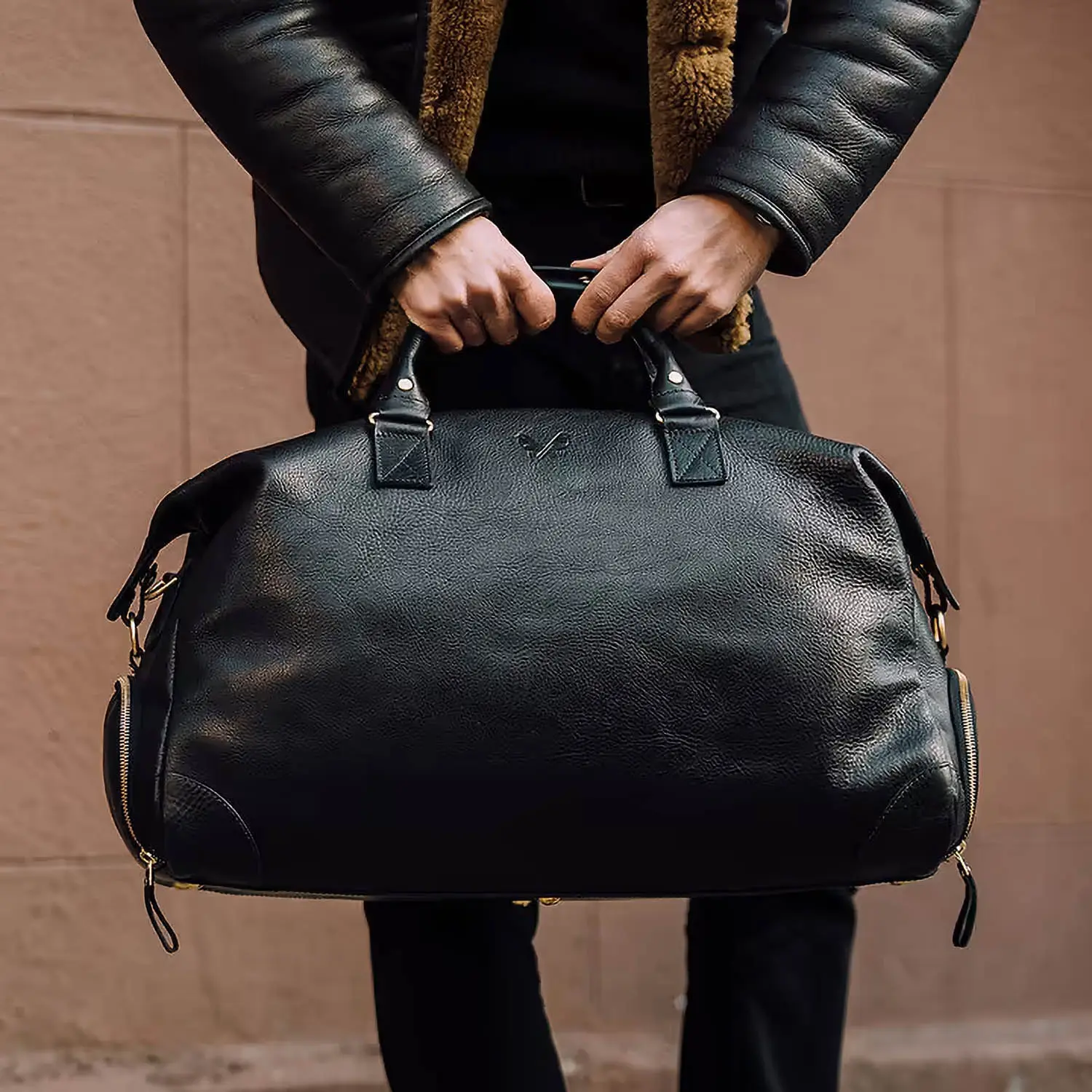 BENNETT WINCH Leather-Weekender, Black