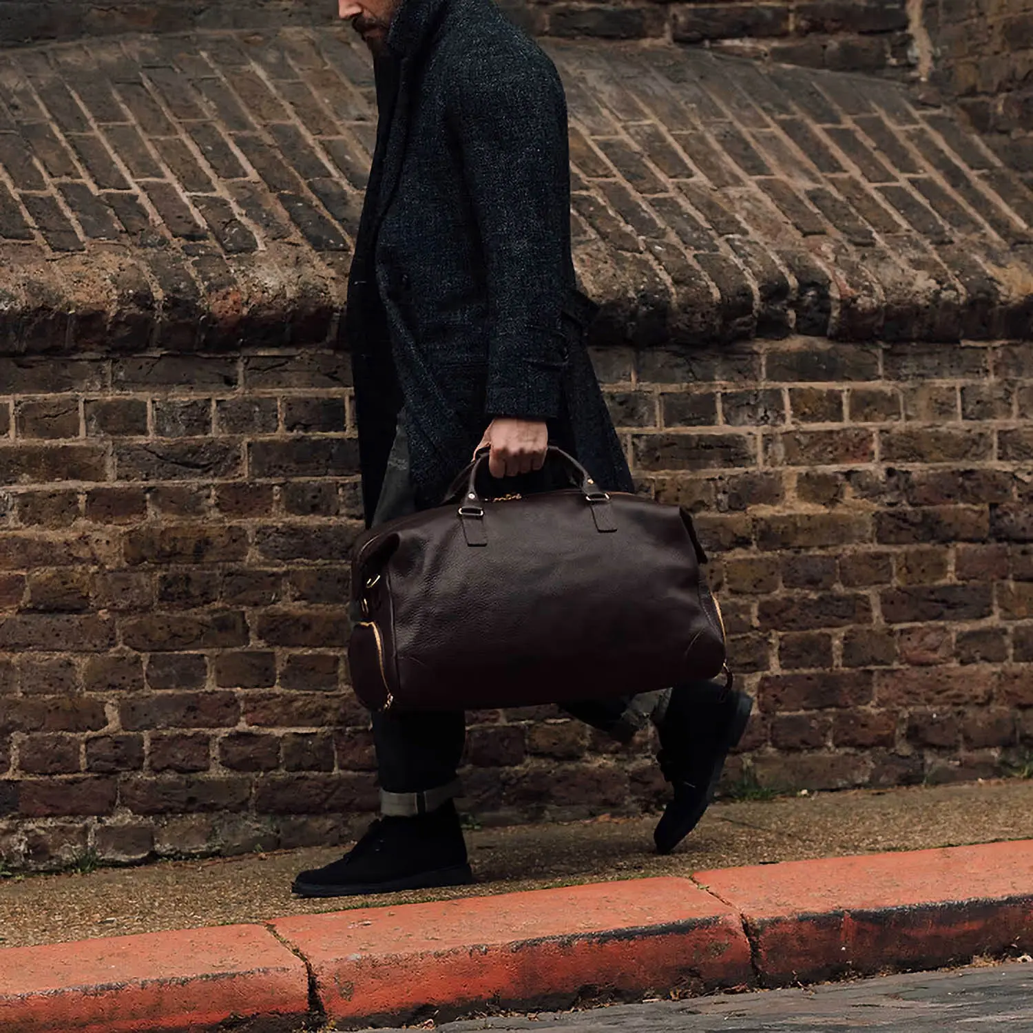 BENNETT WINCH Leather-Weekender, Brown