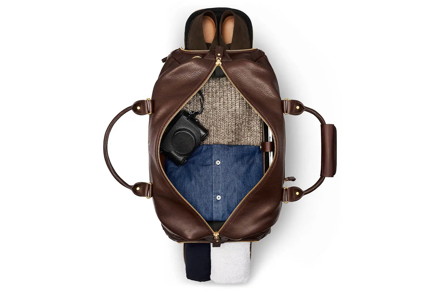 BENNETT WINCH Leather-Weekender, Brown