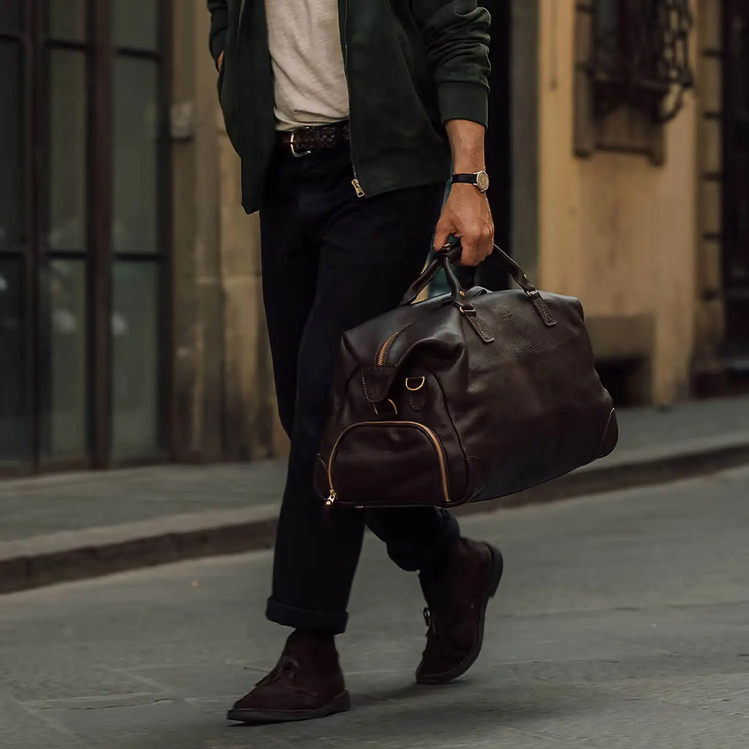 BENNETT WINCH Leather-Weekender, Brown