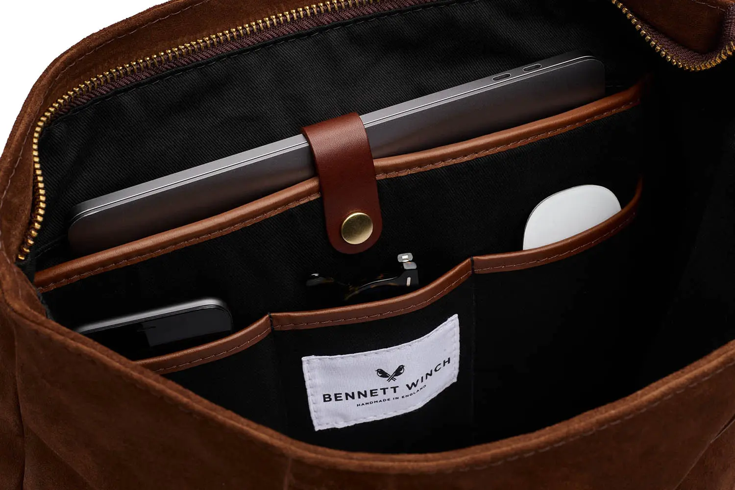 Bennett Winch Suede Tote Bag (Suede Brown)