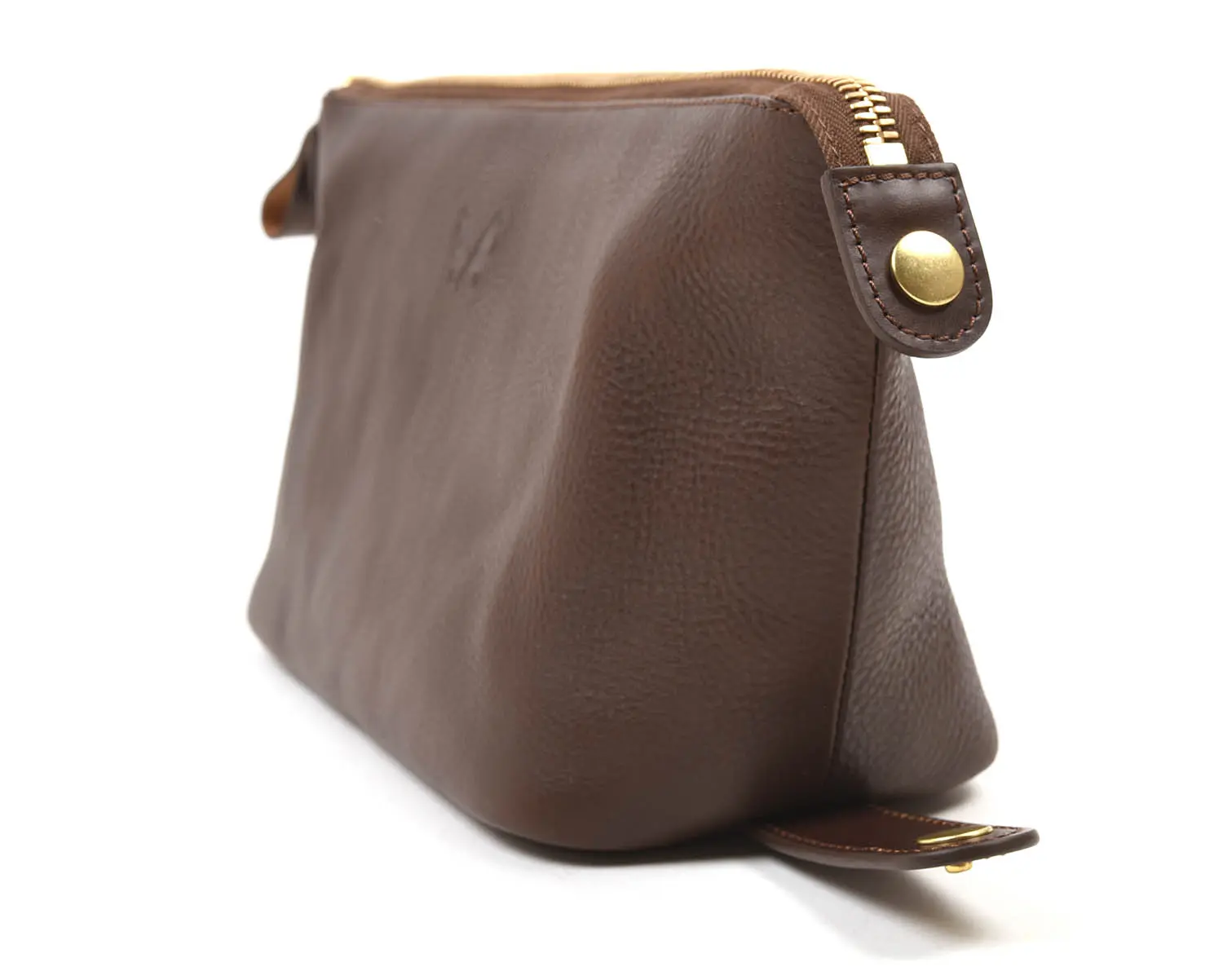 BENNETT WINCH Leather Wash Bag / Dopp Kit, Brown
