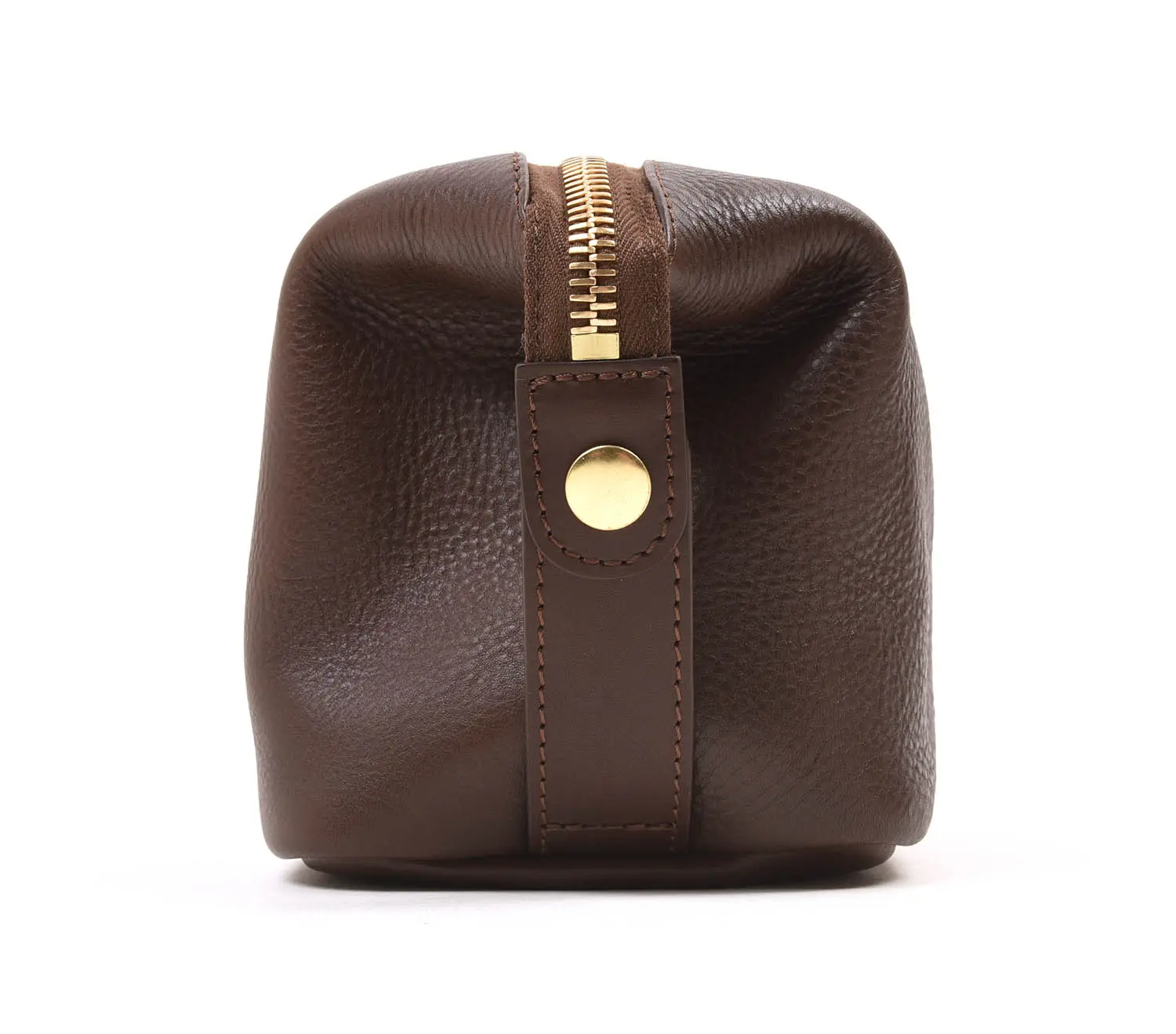 BENNETT WINCH Leather Wash Bag / Dopp Kit, Brown