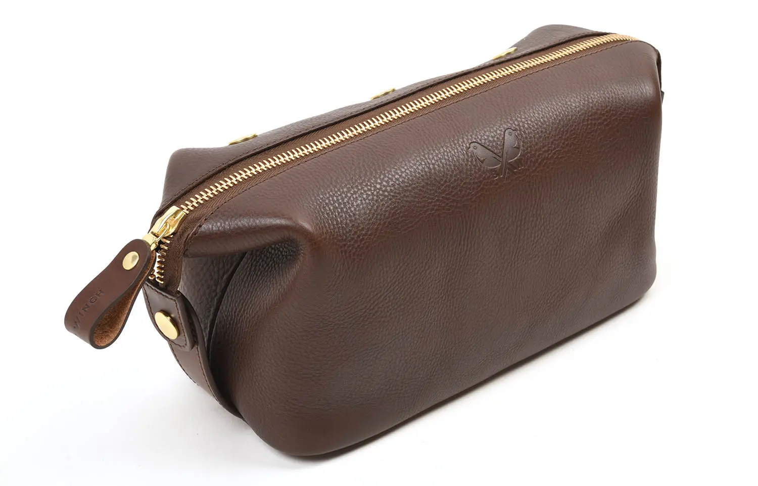 BENNETT WINCH Leather Wash Bag / Dopp Kit, Brown