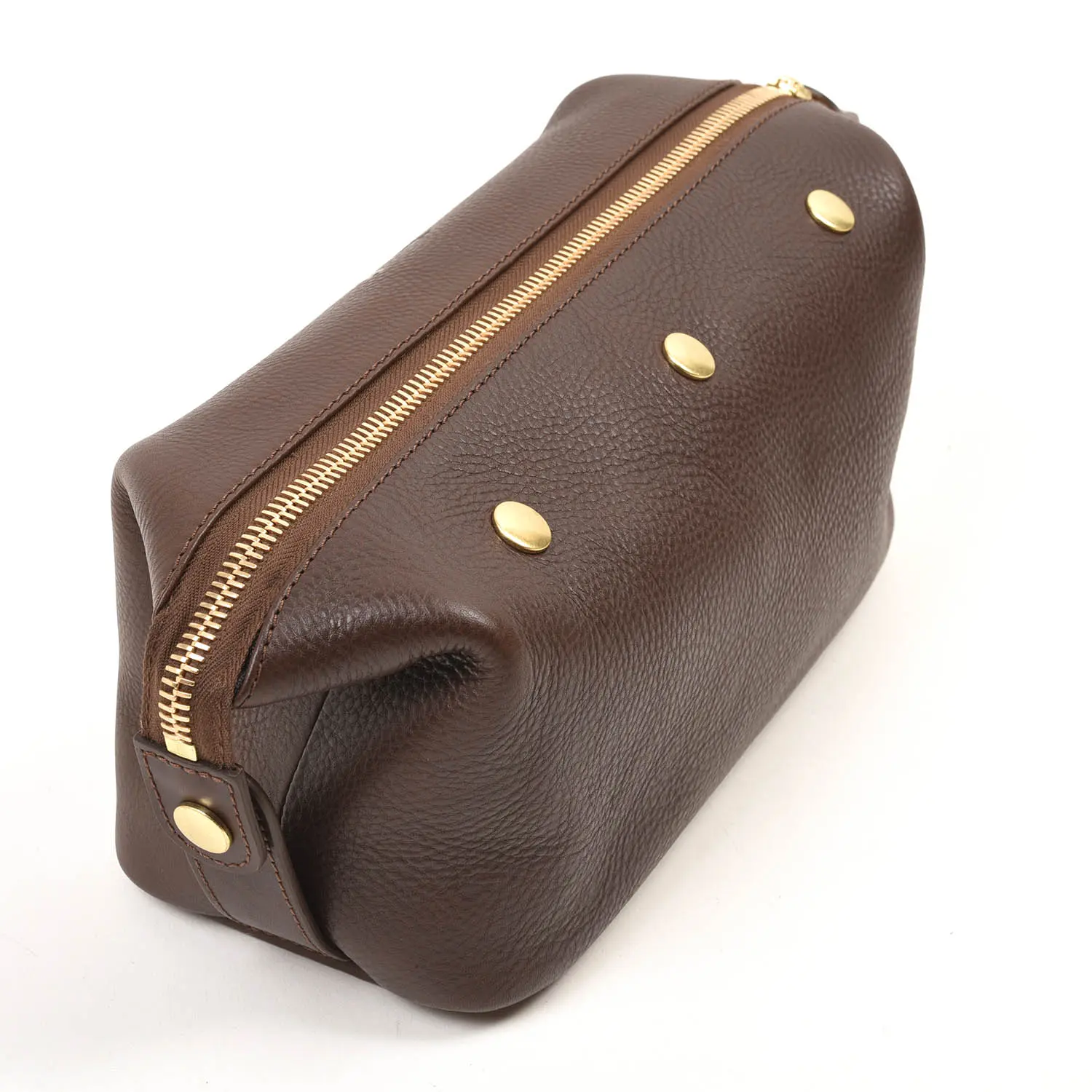 BENNETT WINCH Leather Wash Bag / Dopp Kit, Brown