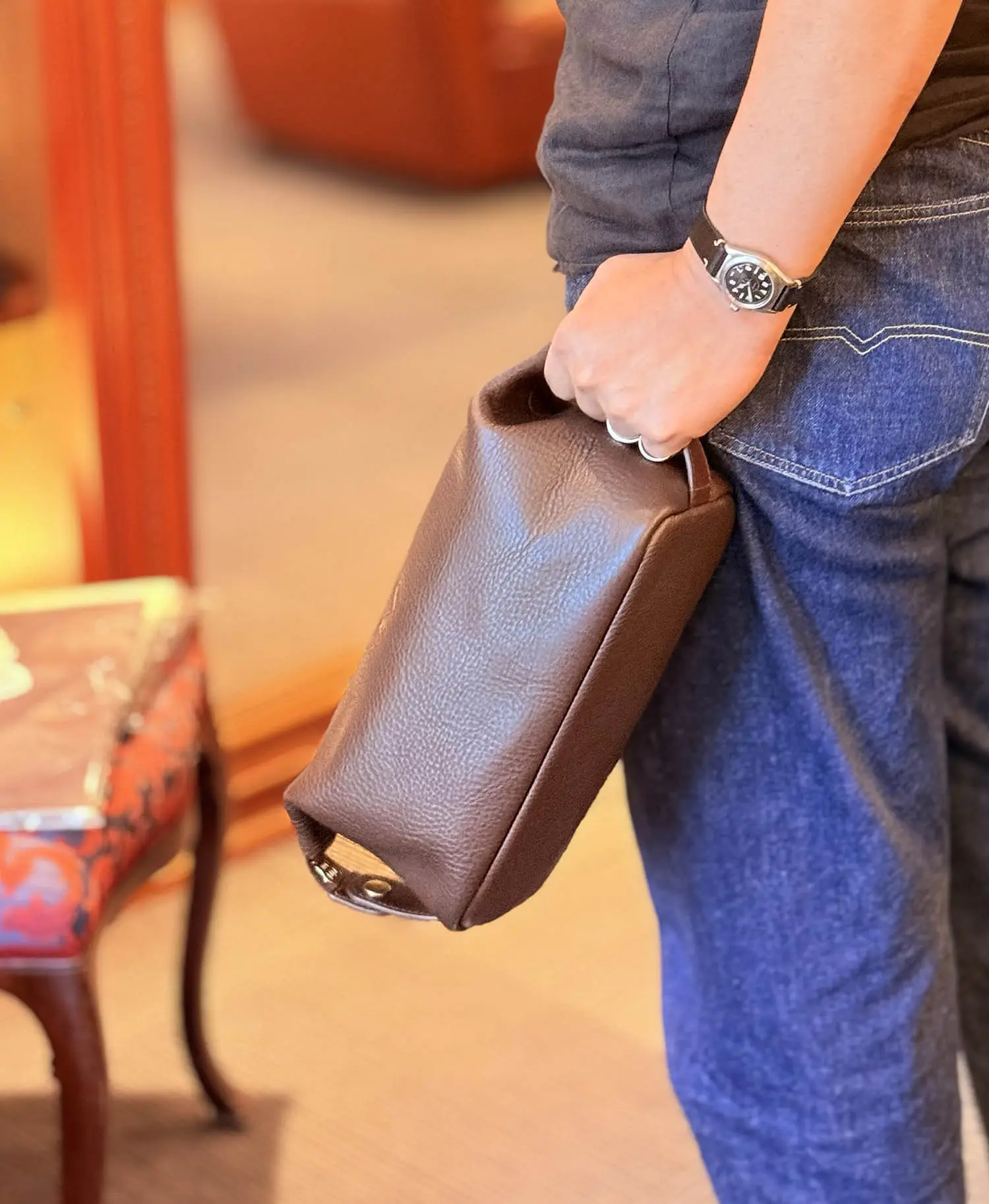 Bennett Winch Wash Bag Brown 3