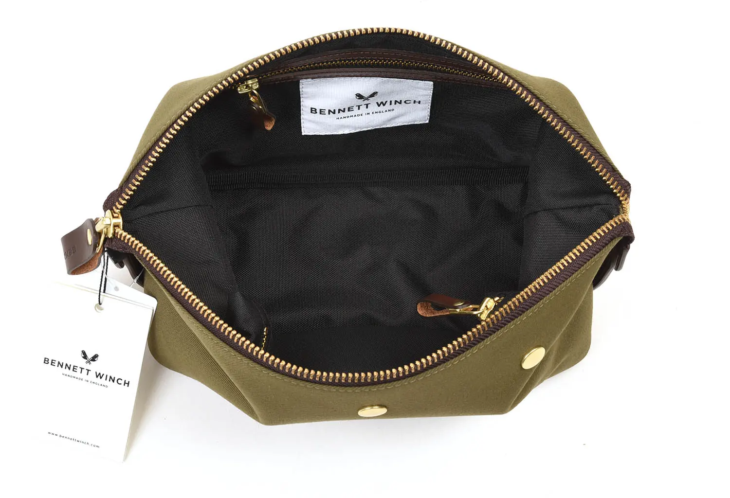 BENNETT WINCH Canvas Wash Bag / Dopp Kit, Olive