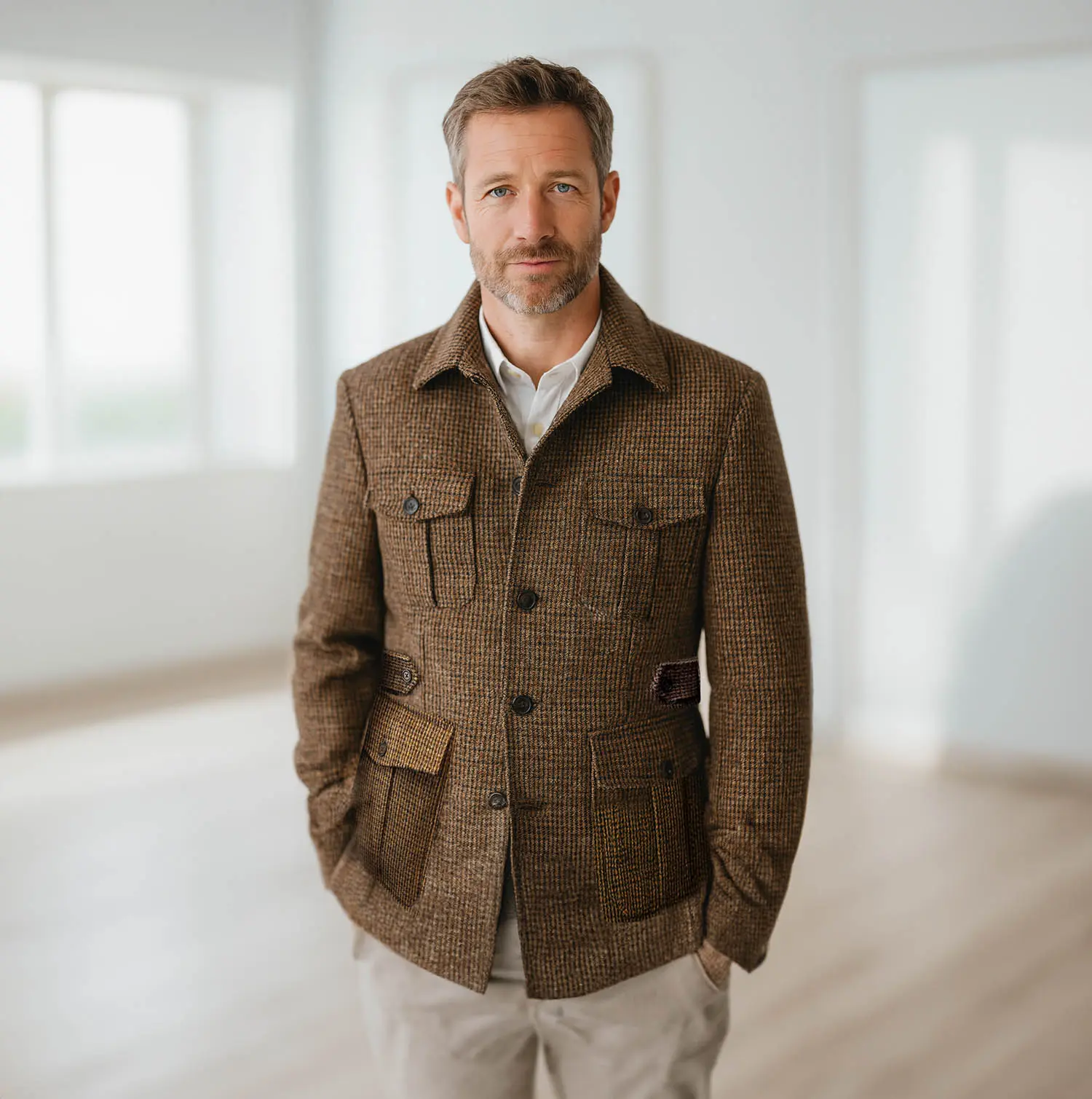 CORDINGS JKP661-HTHarris Tweed Safari Jacket BROWN