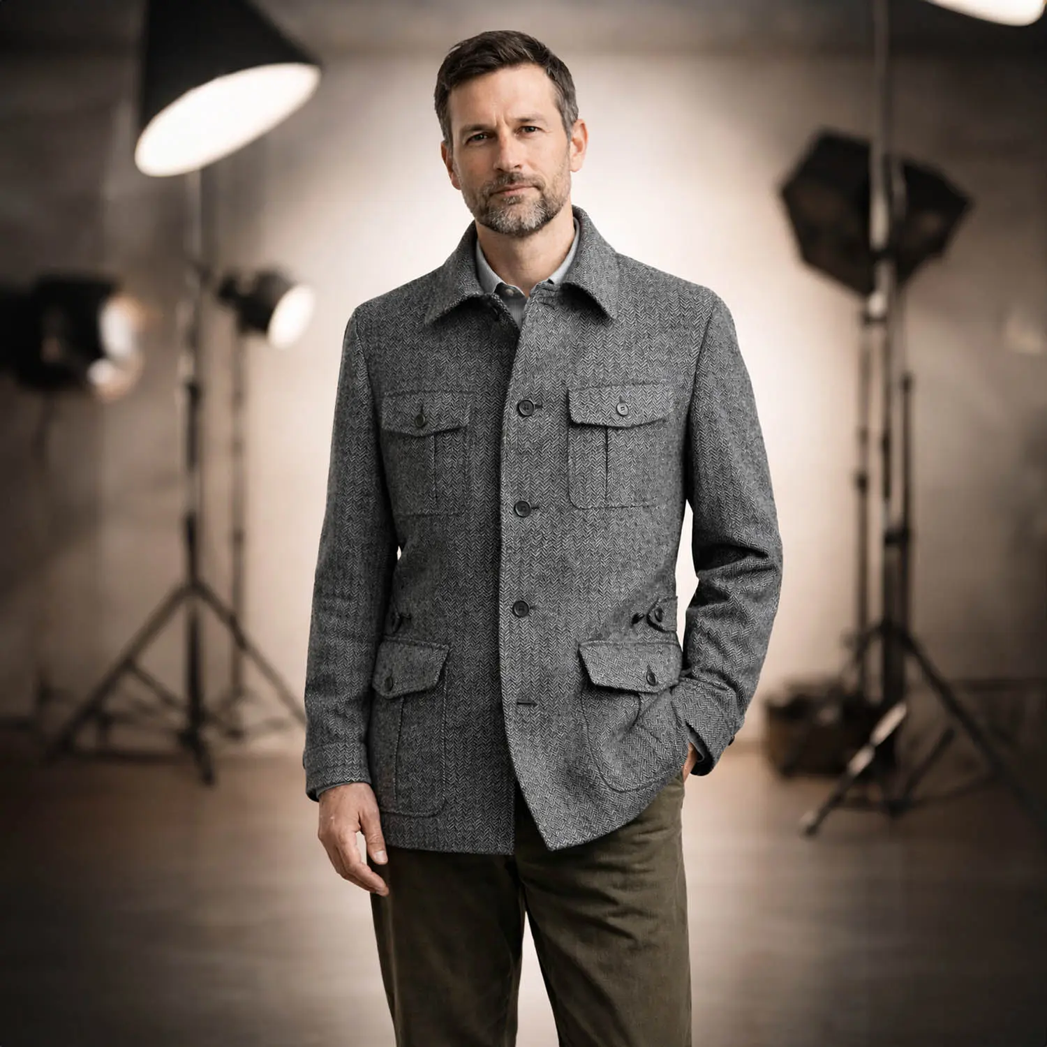CORDINGS JKP661-HT��Tweed Safari Jacket�� charcoal gray