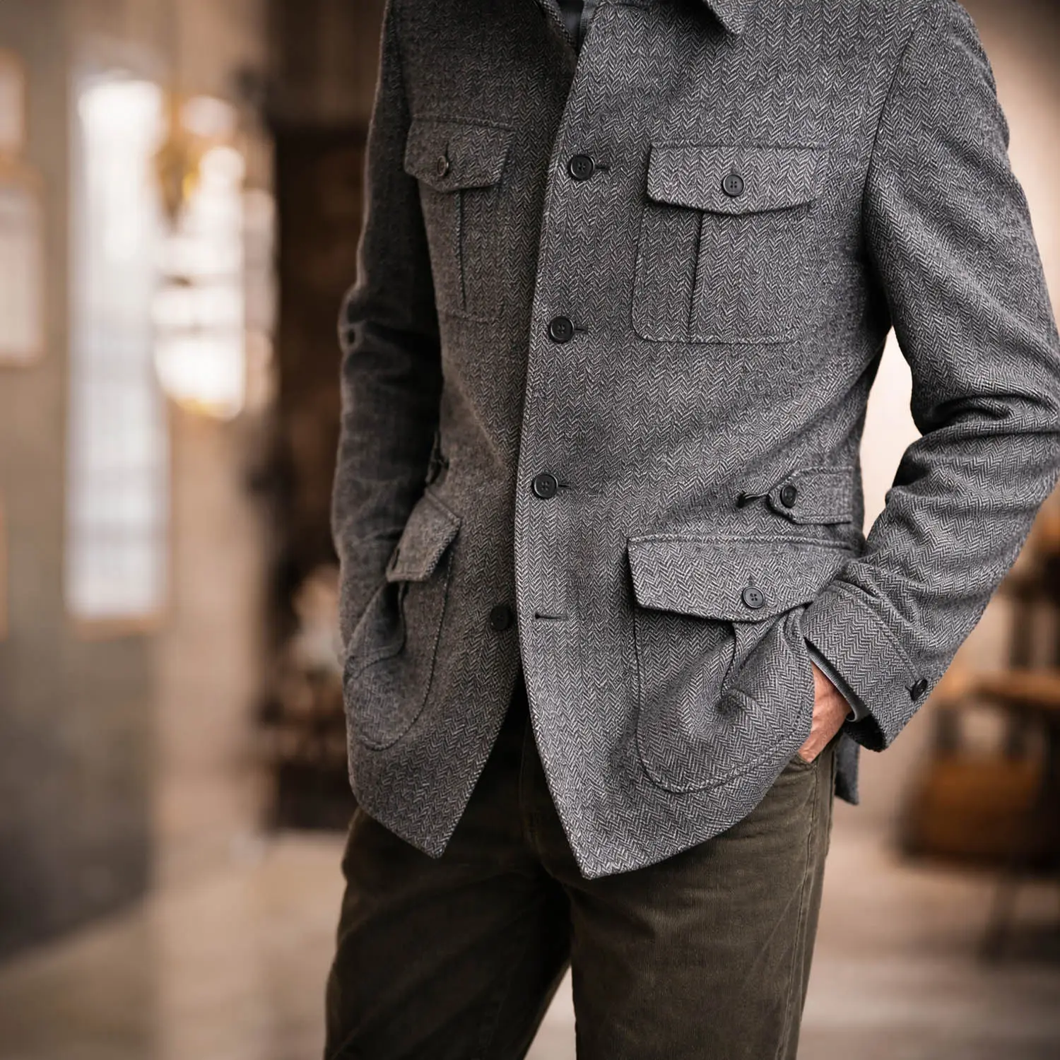 CORDINGS JKP661-HT��Tweed Safari Jacket�� charcoal gray