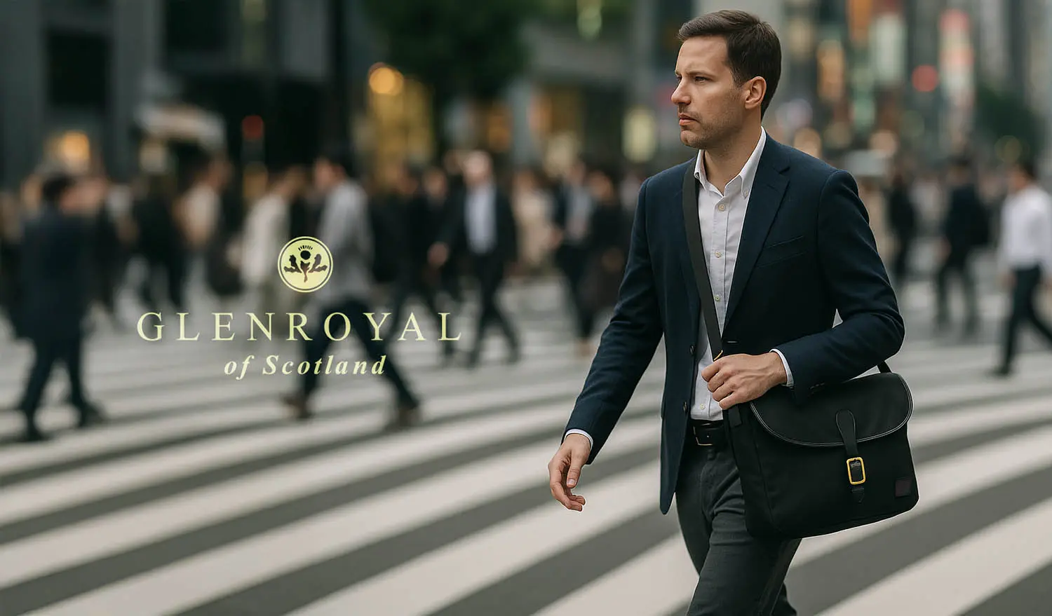 GLENROYAL J2-0031 フラップショルダーバッグ(ブリティッシュツイル)  (ブラック)