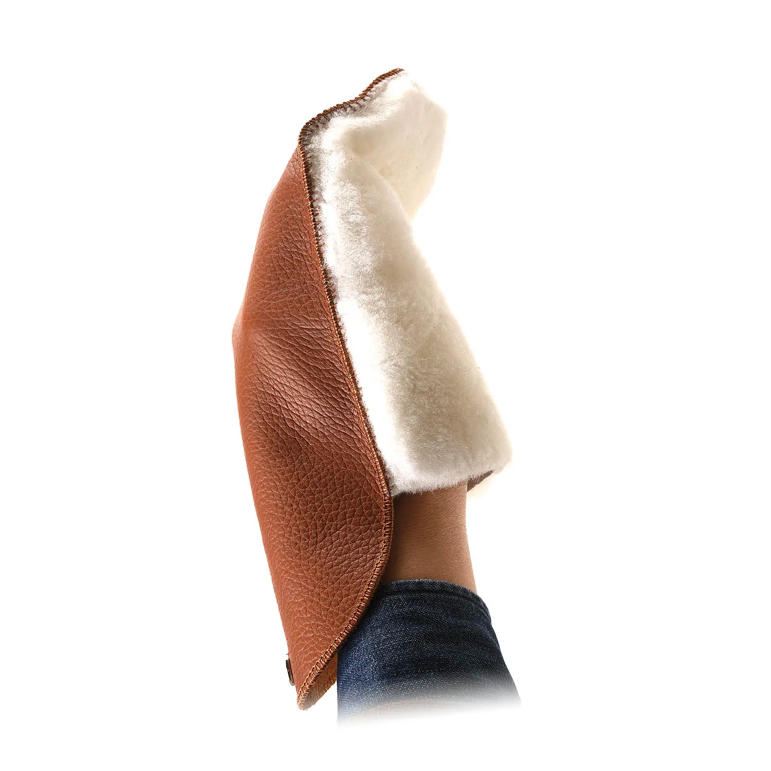 BUFFING GLOVE (Tan Pebble Grain / White Wool)