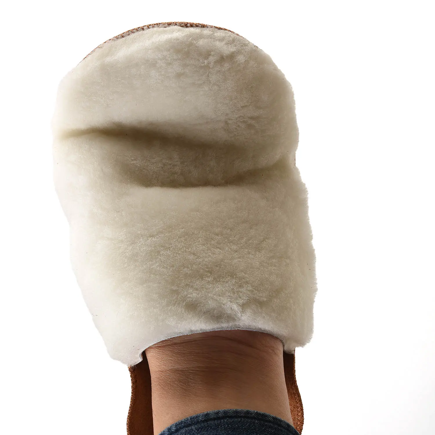  BUFFING GLOVE (Tan Pebble Grain / White Wool)