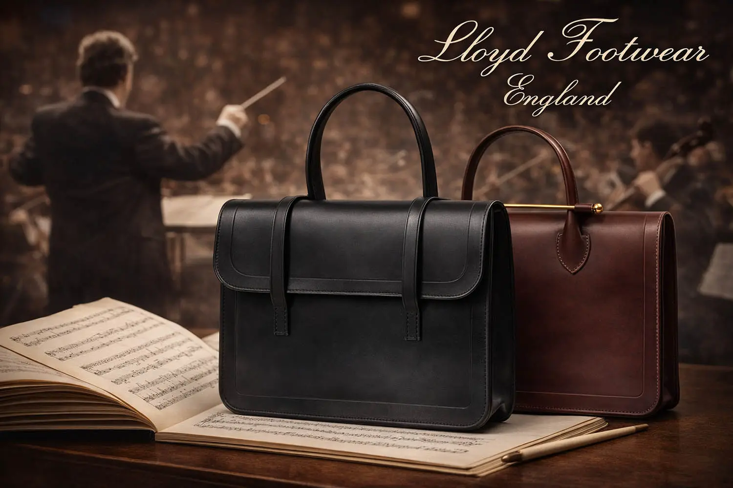ロイドフットウェア ミュージックケース ブラック｜英国ブライドルレザー