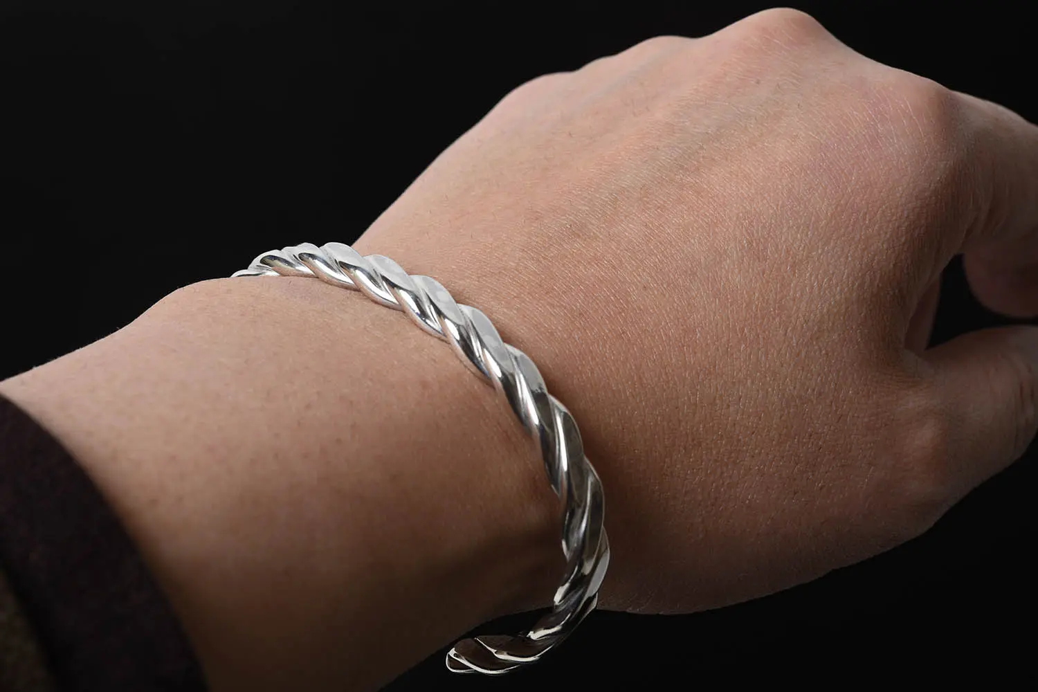 塼ɥ٥ Heavy Weight Plait Cuff 925 Silver Polished