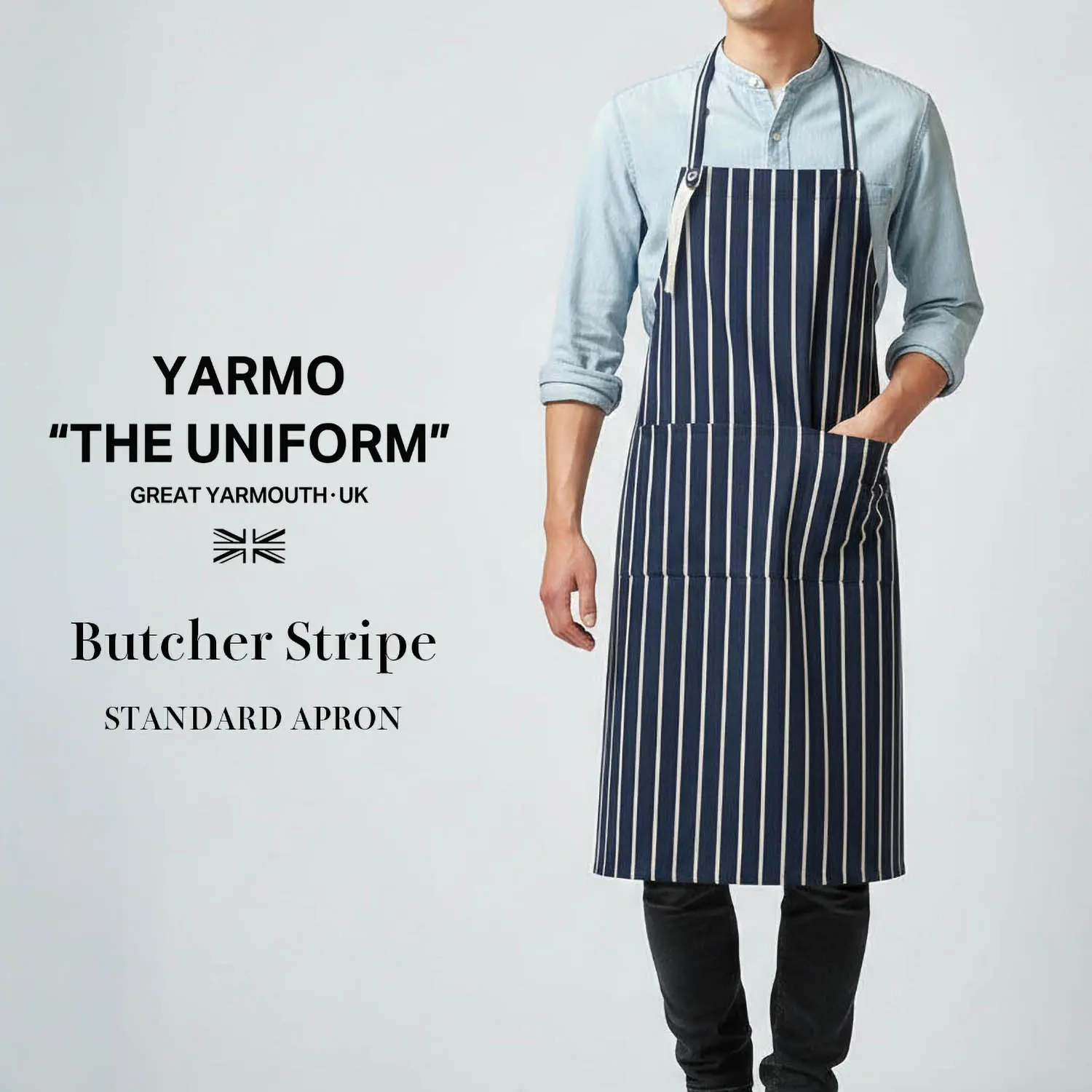 YARMO The Uniform ��Butcher�ʥ֥å��㡼��Stripe��STANDARD APRON��INDIGO���ͥ��ӡ��������ꥹ�ȥ饤�ס�