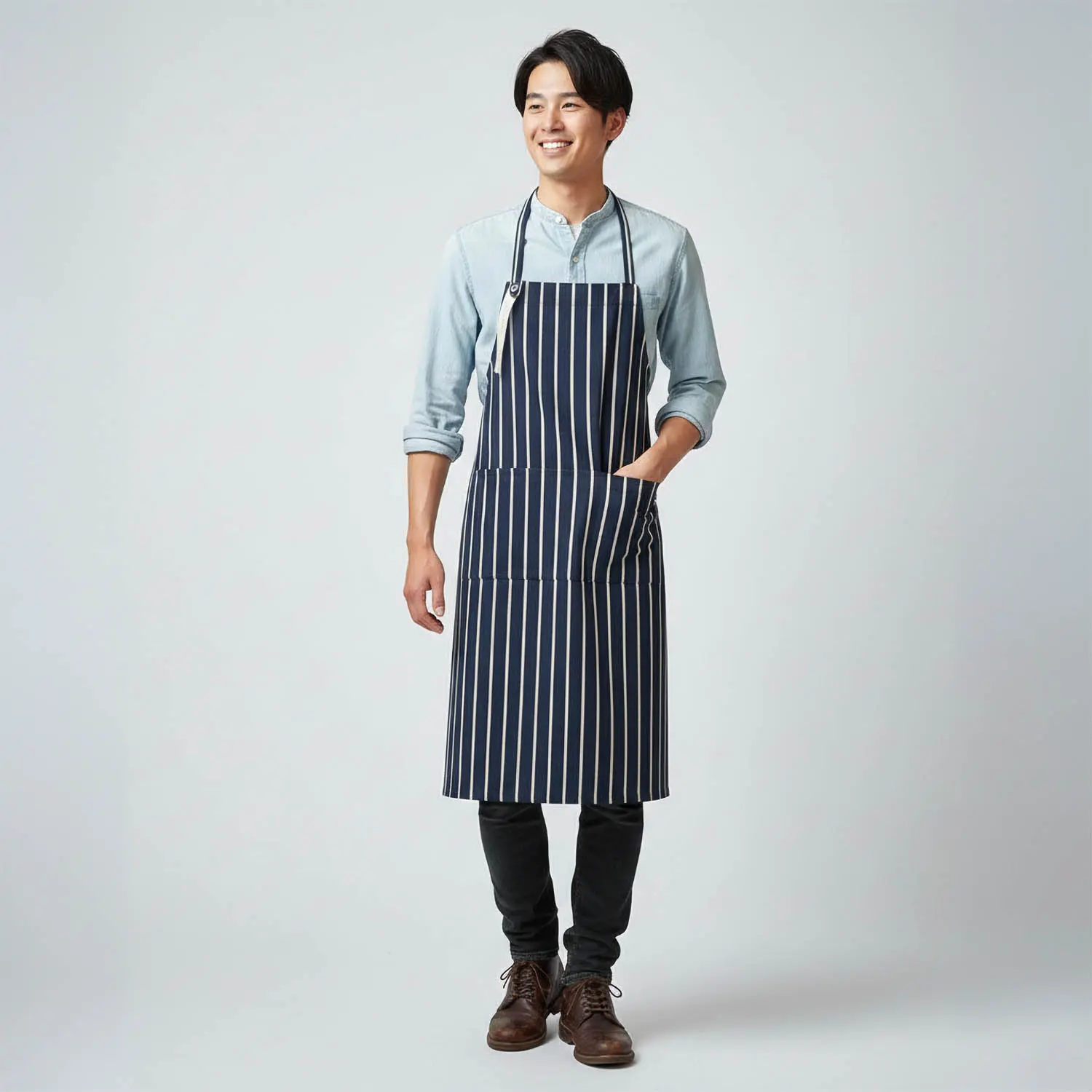 YARMO The Uniform ��Butcher�ʥ֥å��㡼��Stripe��STANDARD APRON��INDIGO���ͥ��ӡ��������ꥹ�ȥ饤�ס�